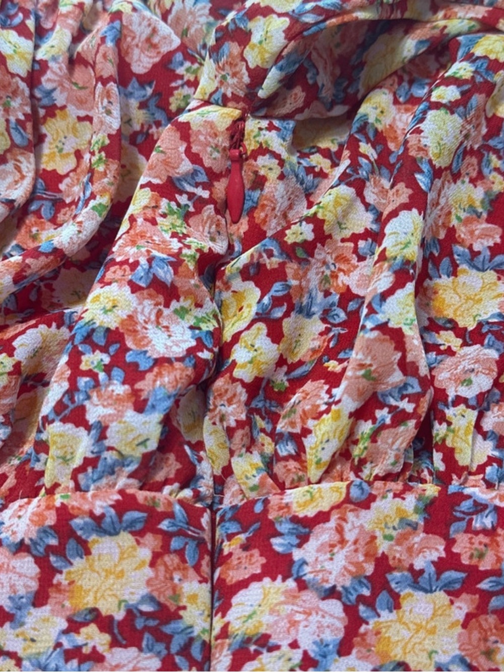 Floral Ruffle Dress - Red Multi - Picture 4 of 9